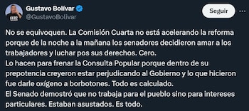 Gustavo Bolívar expresó que el