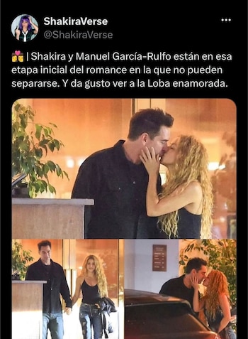 Seguidores de Shakira apuntaron en redes sociales hacia algunas de las presuntas cuentas responsables, incluida una que hizo circular una foto de la colombiana besando al actor Manuel García-Rulfo - crédito @shakira/Instagram