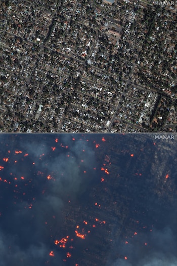 Esta combinación de imágenes satelitales