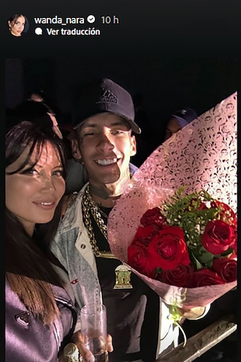 Wanda Nara recibió un enorme ramo de rosas por parte de L-Gante (Instagram)