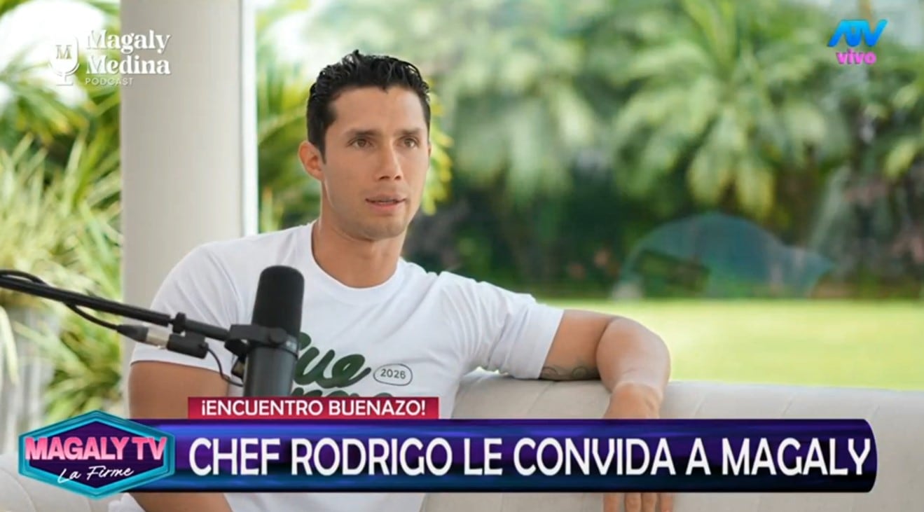 Chef Rodrigo Fernandini sorprende al reconocer a su esposa como clave de su éxito. Captura: Magaly TV La Firme.