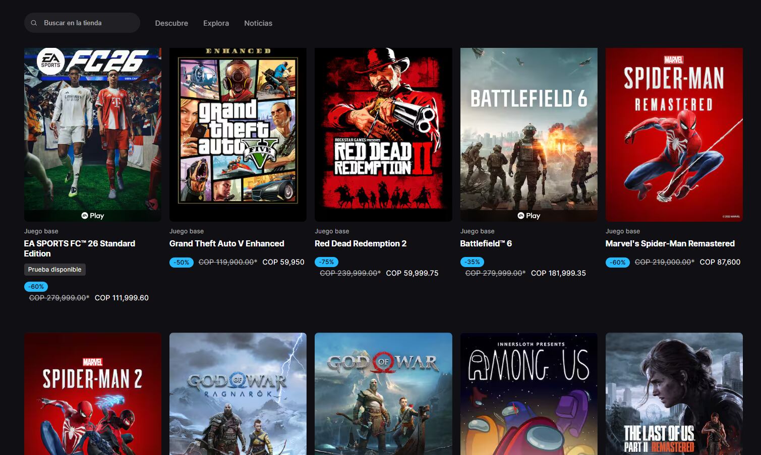 Hay diversos juegos de distintos géneros disponibles con descuentos en esta plataforma. (Epic Games)