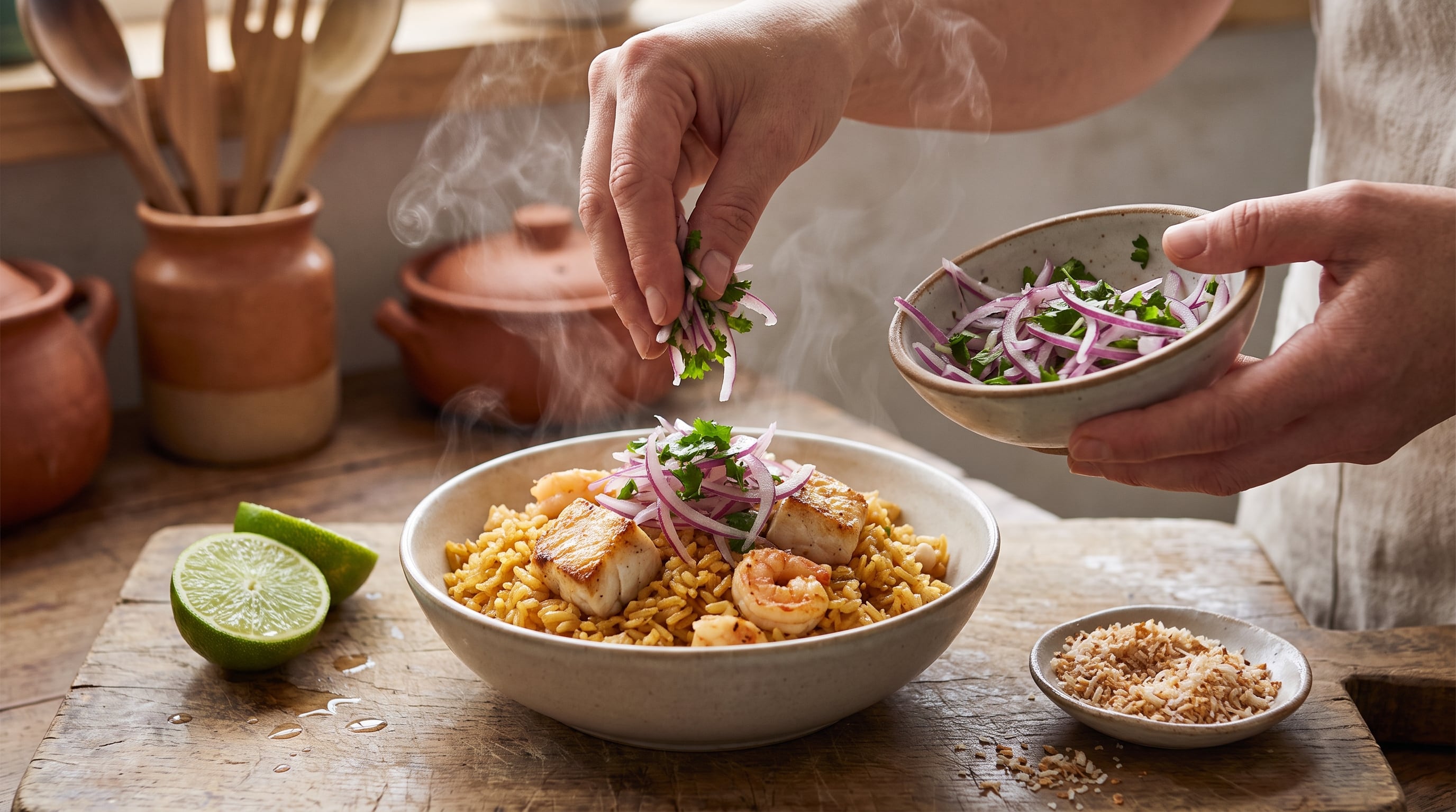 El plato se sirve caliente con una terminación de cilantro y cebolla morada por encima crédito Imagen Ilustrativa Infobae