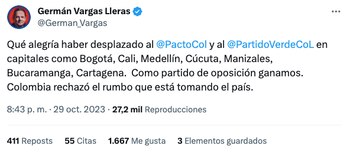 Germán Vargas Lleras envió un