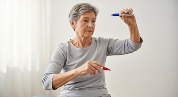 Una mujer mayor haciendo ejercicios de rehabilitación