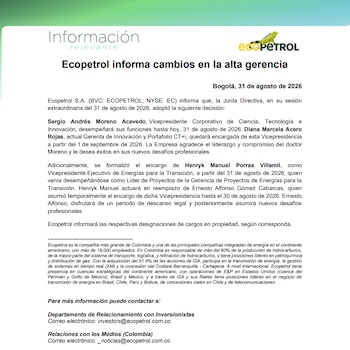 Ecopetrol dejó en encargo las vicepresidencias de Ciencia, Tecnología e Innovación y de Energías para la Transición mientras define los nombramientos en propiedad - crédito Ecopetrol