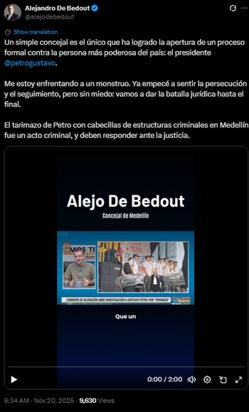 Alejandro de Bedout afirmó que