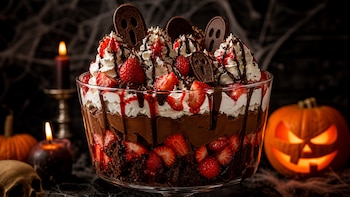 Postre de fresa, chocolate y crema batida: el dulce terrorífico que triunfa en Halloween