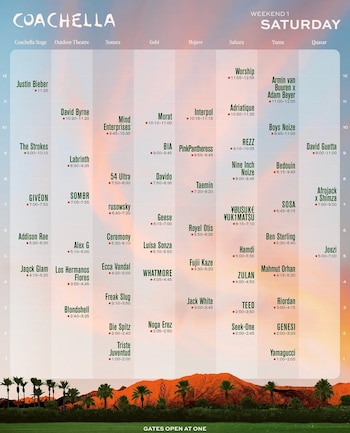 La guía de Coachella 2026: horarios y artistas