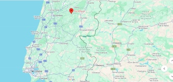 Mapa Portugal para localizar Foz d'Égua (Captura de Google Maps)