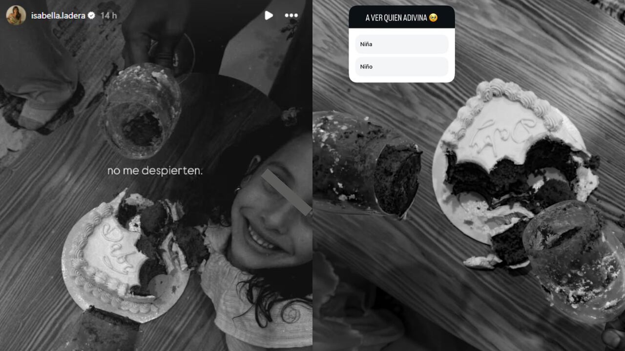 Hugo García e Isabella Ladera compartieron un momento íntimo revelando el género de su bebé con un pastel roto, pero en blanco y negro. (Instagram)
