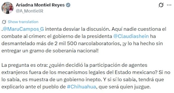 Postura de Ariadna Montiel.
