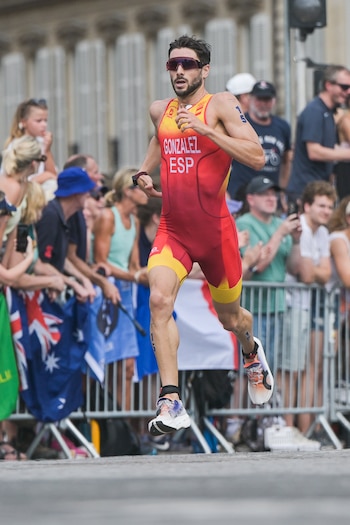 Alberto Gonzalez Garcia's of Spain during the Olympic Triathlon Paris on July 31, 2024 in Paris, France
