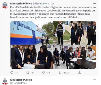 Fiscalía llegó a la UGEL