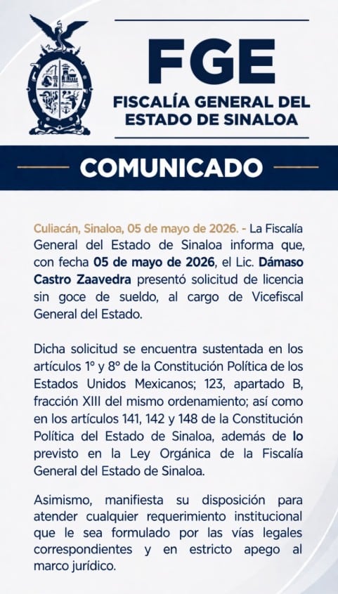 Cumunicado de la FGE.