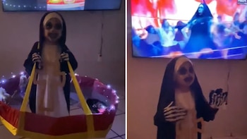 Niña se disfraza de la