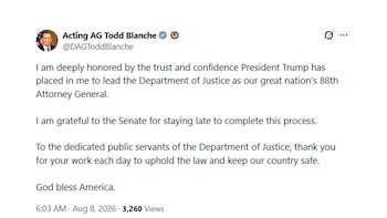 Todd Blanche declaró sentirse “profundamente honrado” por ser el fiscal general de Estados Unidos