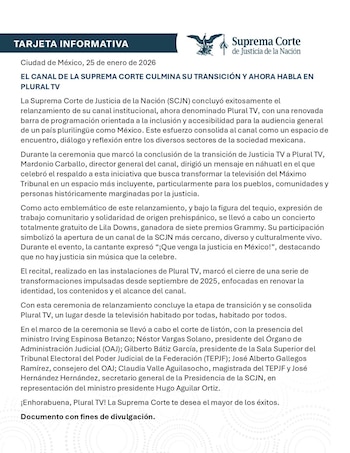 SCJN emite comunicado oficial sobre