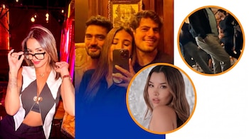 Shirley Arica posa con gafas; Samahara Lobatón, con dos hombres, en selfie; dos hombres de pie y Ale Fuller en retratos circulares con borde naranja.
