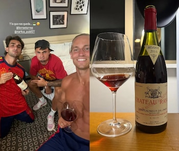 El vino con el que Marcos Llorente, Pubill y Ferran celebraron la victoria en Estados Unidos (Instagram / @marcosllorente)
