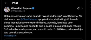 Wilson Ruiz también cuestionó la