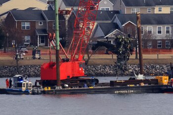 Una grúa recupera parte del