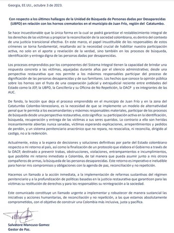 A través de una misiva