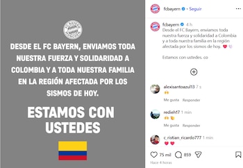 El mensaje del club alemán reforzó la unión entre el club y el país de una de sus estrellas - crédito fcbayern / Instagram
