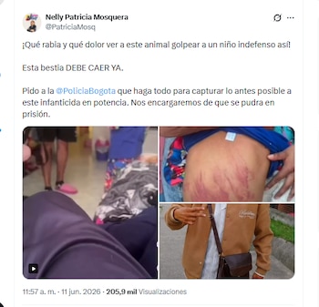 La congresista electa Nelly Patricia Mosquera pidió a las autoridades capturar a presunto agresor de un menor en Bogotá - crédito @PatriciaMosq/X