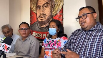 De izquierda a derecha; Abel Barrera, Aarón Díaz, Aurea Oropeza y Rogelio Teliz, en la conferencia de este 29 de julio. Crédito: Facebook - Tlachinollan Centro de Derechos Humanos de La Montaña