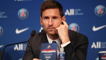 Messi durante la presentación oficial