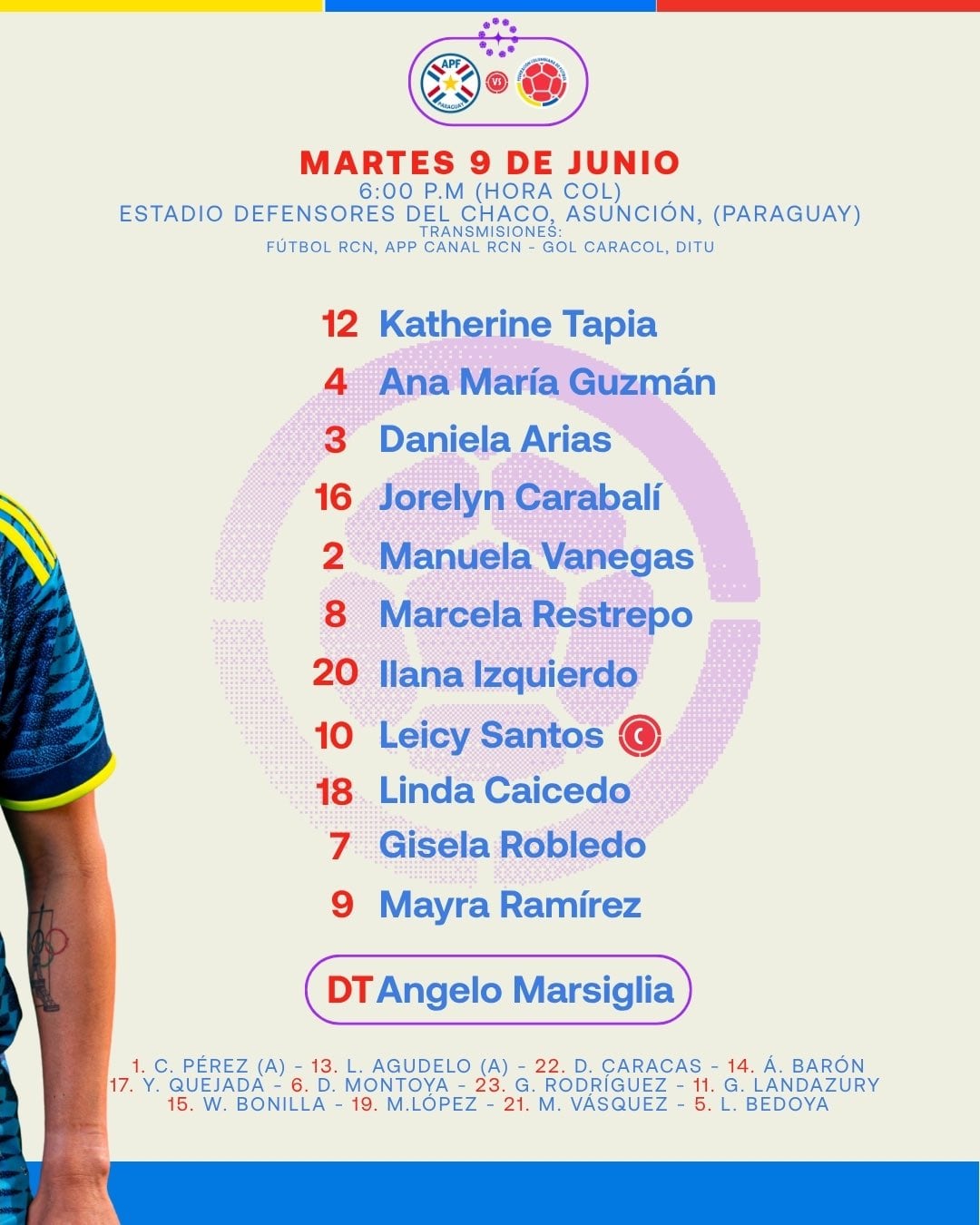 Alineación de la selección Colombia femenina ante Paraguay en Asunción, por la Liga de Naciones - crédito FCF
