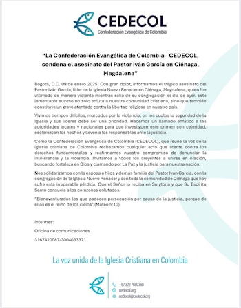 La Cedecol al tener conocimiento