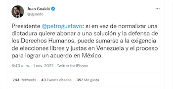 Reclamo de Juan Guaidó al