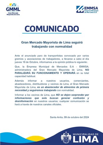 El Gran Mercado Mayorista sigue atendiendo pese a paro de transportistas. Foto: Gran Mercado Mayorista de Lima