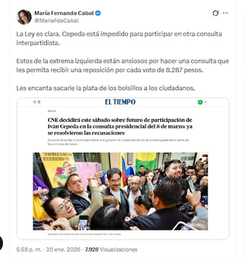 La senadora María Fernanda Cabal