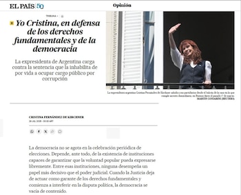 Captura de noticia en El País