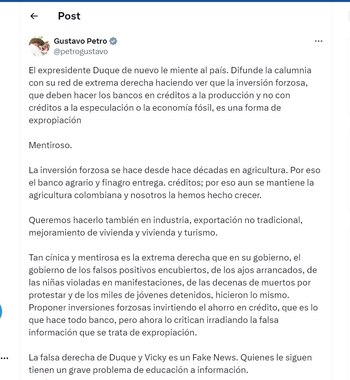 Gustavo Petro arremete en contra