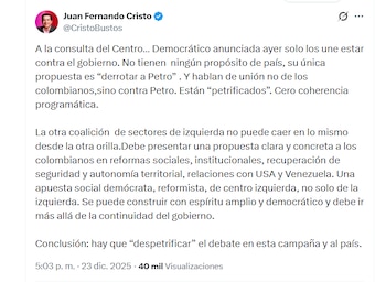 Juan Fernando Cristo dejó claro