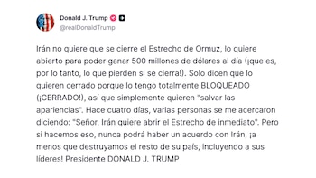 El comentario de Donald Trump en Truth Social (@realDonaldTrump)