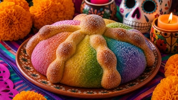 Pan de muerto de arcoíris: la receta colorida que le dará un giro a la tradición