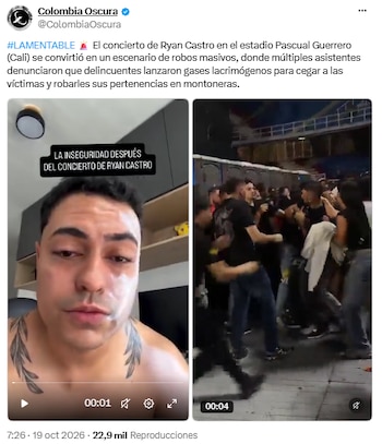 Denuncian robos con aerosol tras el concierto de Ryan Castro en Cali - crédito @ColombiaOscura/X