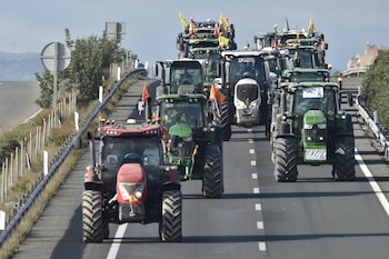 Varias personas durante una tractorada,