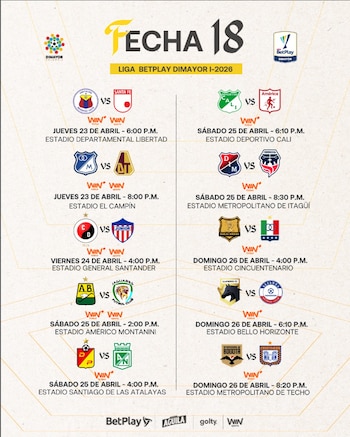 Así se jugará la fecha 18 del fútbol profesional colombiano - @dimayor/Instagram