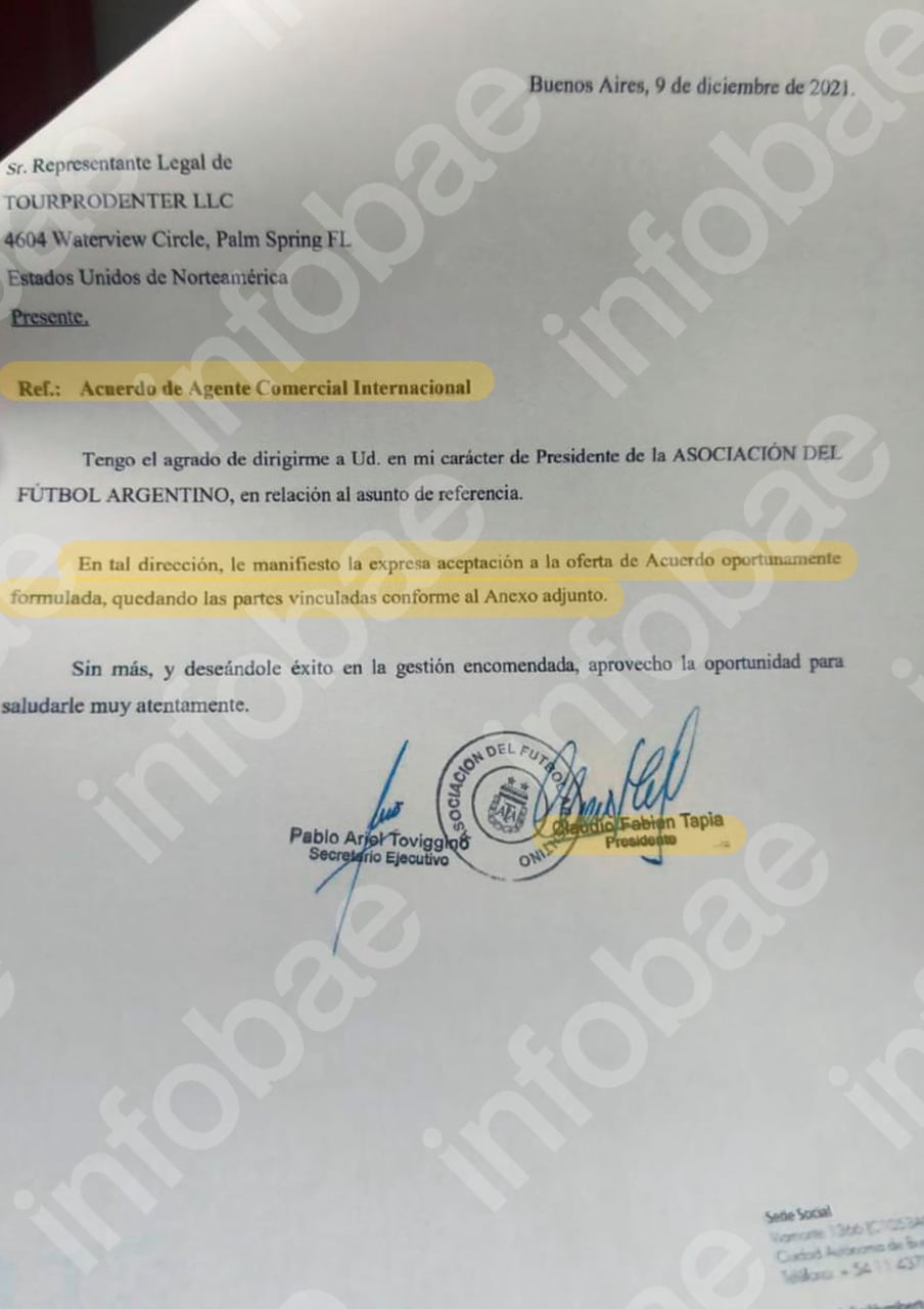 El documento secuestrado en las oficinas de la AFA