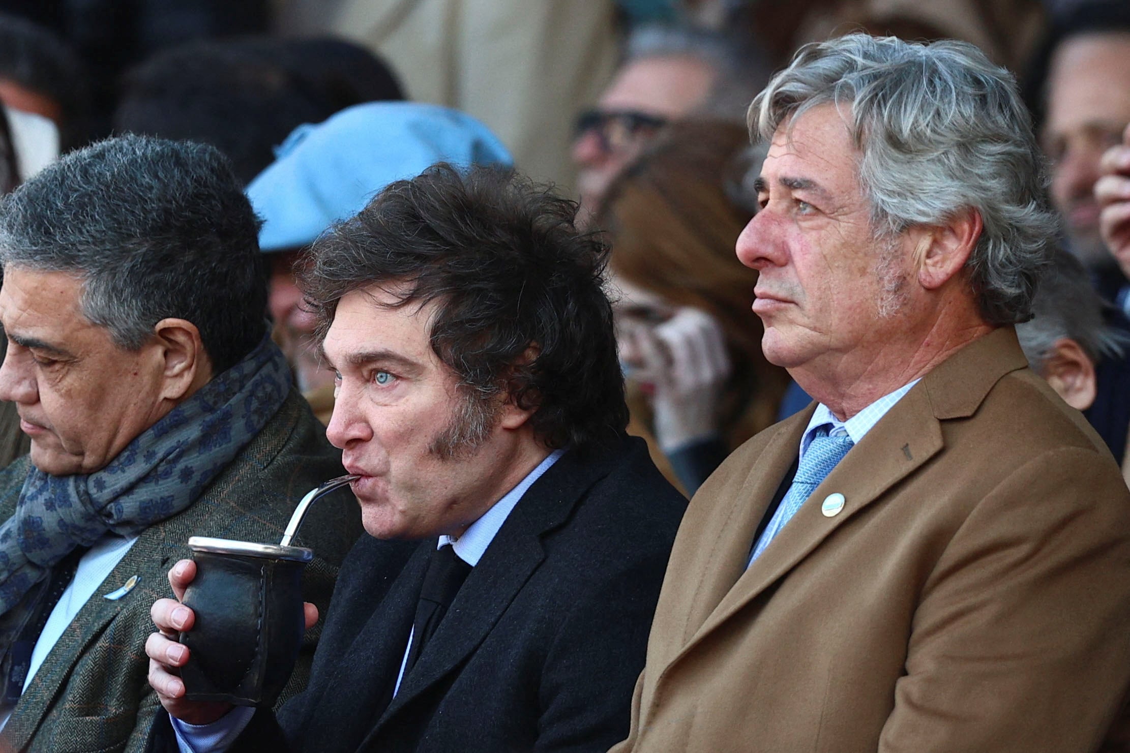 Milei y el presidente de la Sociedad Rural, Nicolás Pino