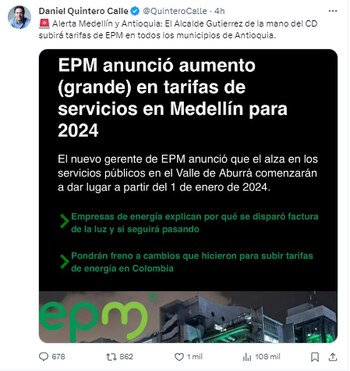 Exalcalde de Medllín alertó a