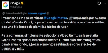 Con un solo clic, uno de tus videos puede ser editado por la IA Gemini desde el mismo Google Fotos.