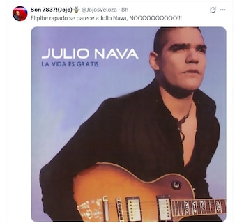 Entre las reacciones también aparecieron imágenes que comparaban el nuevo aspecto del exfutbolista con el de Julio Nava, músico y actor caleño que integró la banda de rock Santa Sangre - crédito X