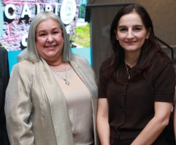 La ministra de Desarrollo Social, Beatriz Carles de Arango (izq) y Carolina Freire, especialista de Protección Social del BID y coautora del estudio.